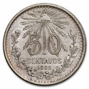 1905-1917 Mexico Silver 50 Centavos Avg Circ (ASW .3215)
