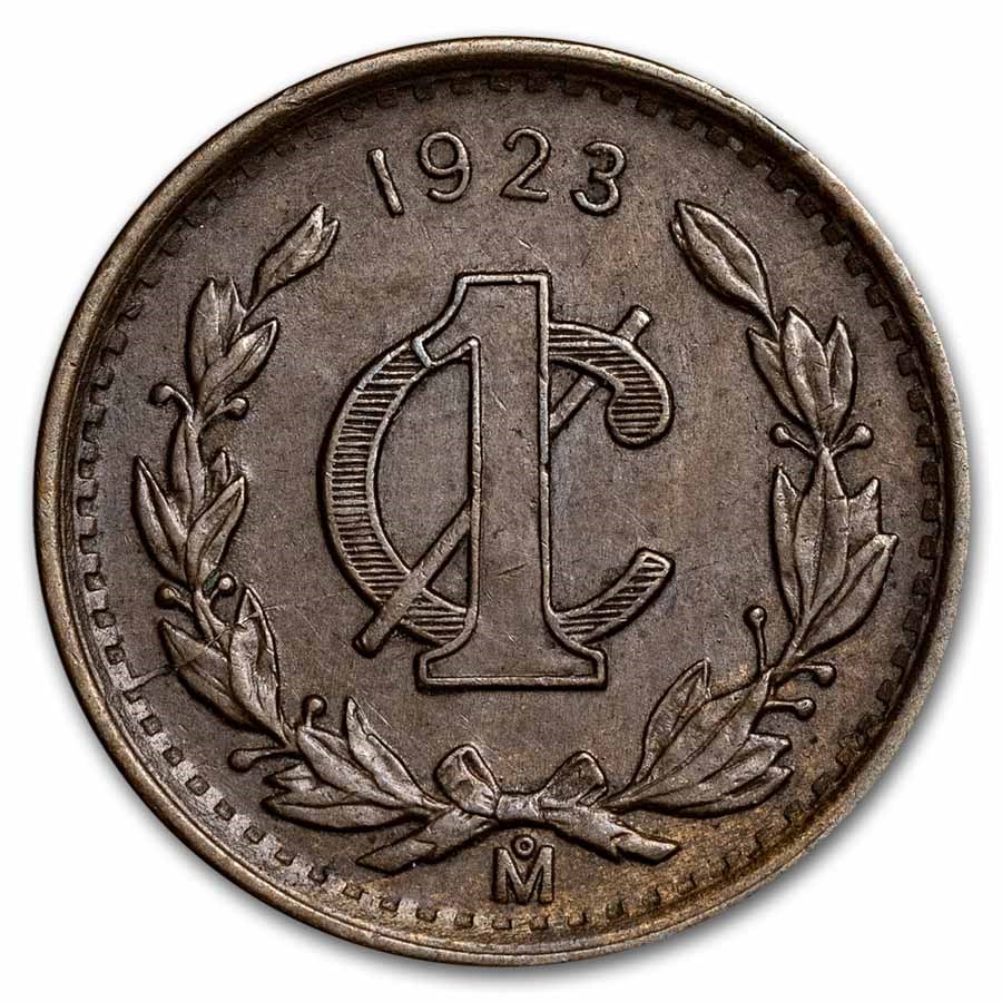 1905-1949 Mexico Bronze 1 Centavo XF/AU