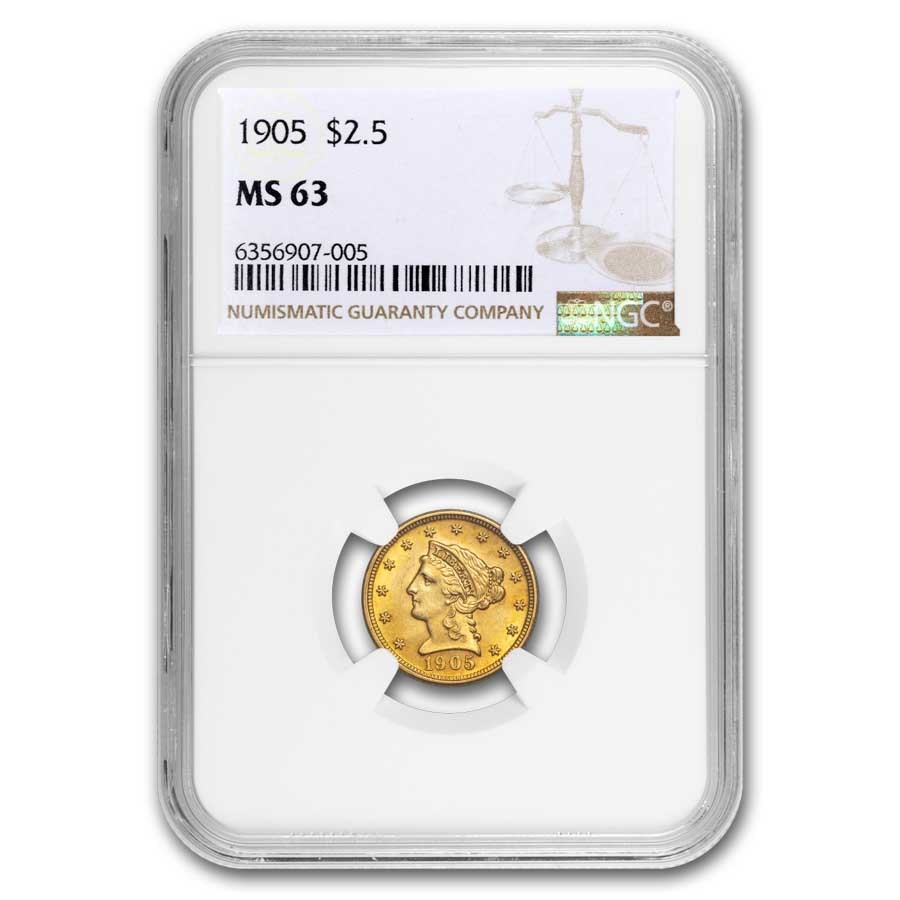 1905 $2.50 Liberty Gold Quarter Eagle MS-63 NGC