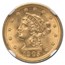 1905 $2.50 Liberty Gold Quarter Eagle MS-66 NGC