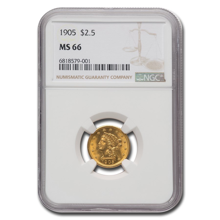 1905 $2.50 Liberty Gold Quarter Eagle MS-66 NGC