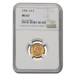 1905 $2.50 Liberty Gold Quarter Eagle MS-67 NGC