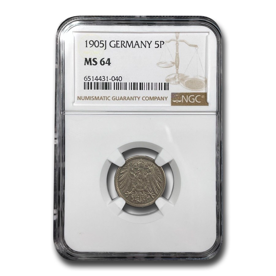 1905-J Germany 5 Pfennig MS-64 NGC