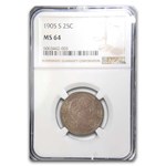 1905-S Barber Quarter MS-64 NGC