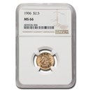 1906 $2.50 Liberty Gold Quarter Eagle MS-66 NGC