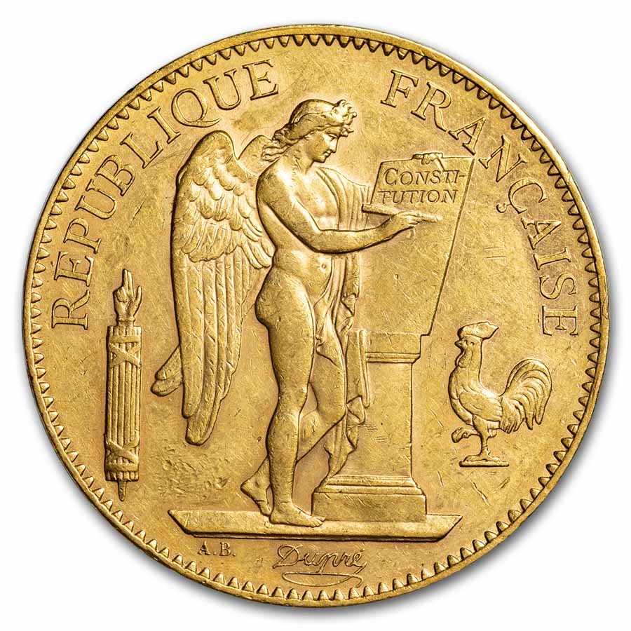 1906-A France Gold 100 Francs Lucky Angel AU