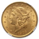 1906-D $20 Liberty Gold Double Eagle MS-62 NGC