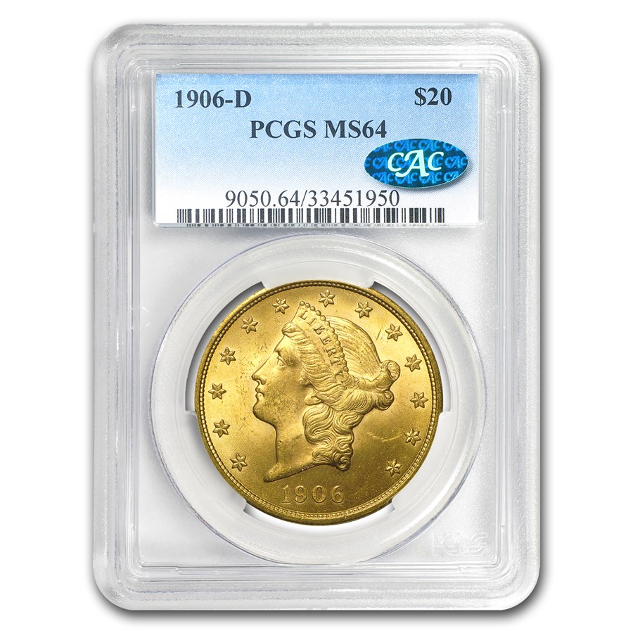 Buy 1906-D $20 Liberty Gold Double Eagle MS-64 PCGS CAC | APMEX