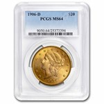 1906-D $20 Liberty Gold Double Eagle MS-64 PCGS