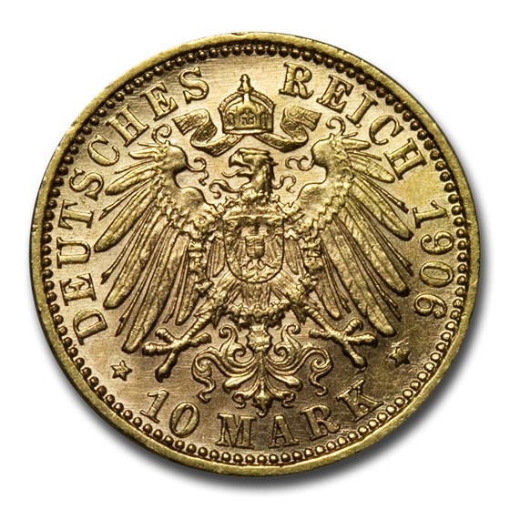 Buy 1906 German Empire Gold 10 Marks Baden Friedrich I BU | APMEX