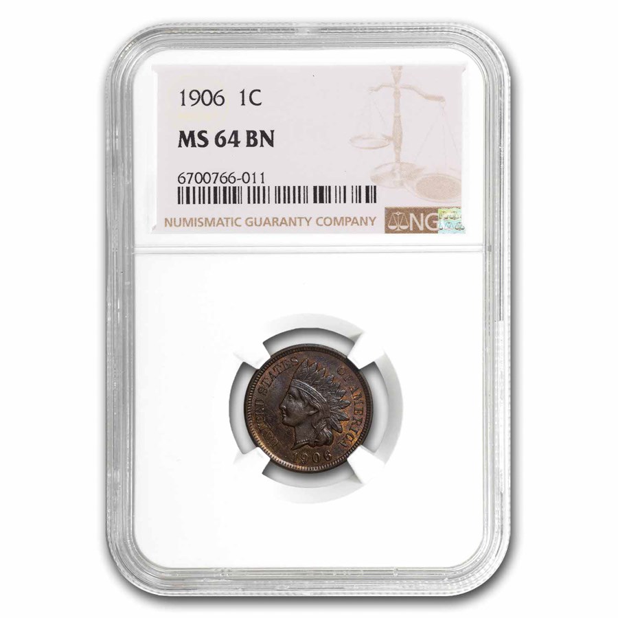 1906 Indian Head Cent MS-64 NGC (Brown)