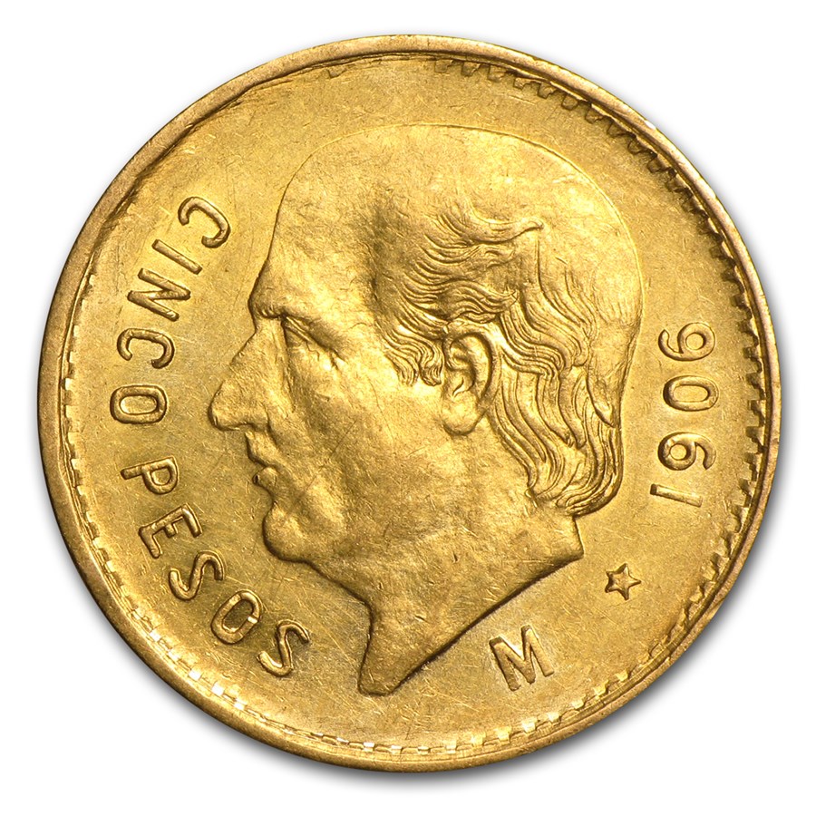 1906 Mexico Gold 5 Pesos XF