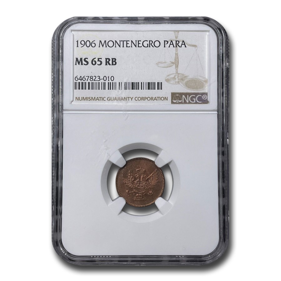 1906 Montenegro Para MS-65 NGC (Red/Brown)