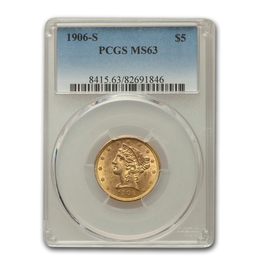 Buy 1906-S $5 Liberty Gold Half Eagle MS-63 PCGS | APMEX