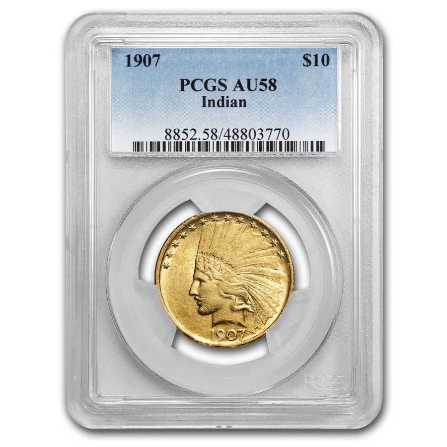 1907 $10 Indian Gold Eagle AU-58 PCGS