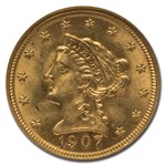 1907 $2.50 Liberty Gold Quarter Eagle MS-64 NGC CAC