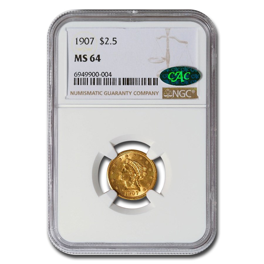 1907 $2.50 Liberty Gold Quarter Eagle MS-64 NGC CAC