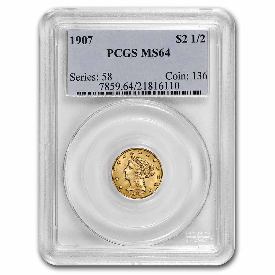 1907 $2.50 Liberty Gold Quarter Eagle MS-64 PCGS