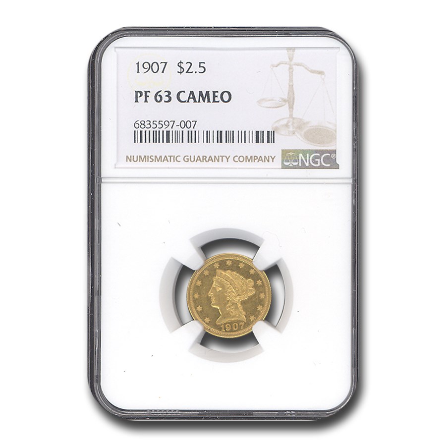 1907 $2.50 Liberty Gold Quarter Eagle PF-63 Cameo NGC