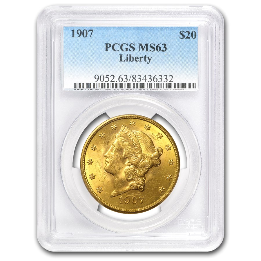 1907 $20 Liberty and $20 Saint Gold Double Eagle Set MS-63 PCGS