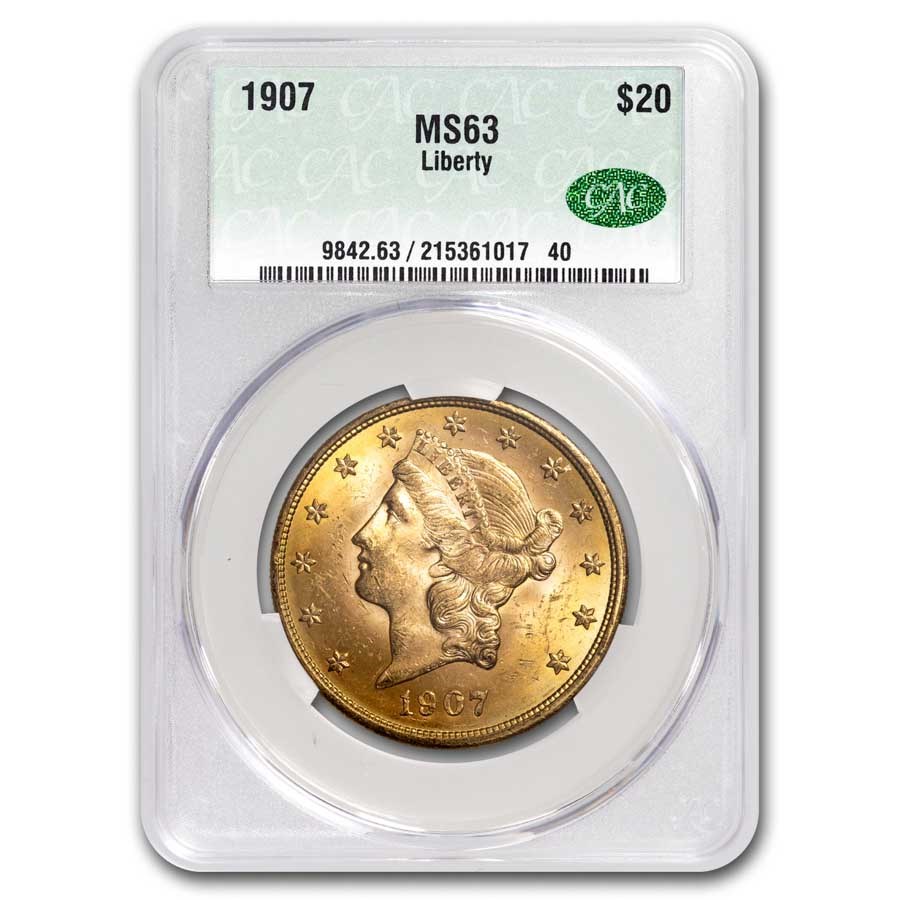 1907 $20 Liberty Gold Double Eagle MS-63 CACG