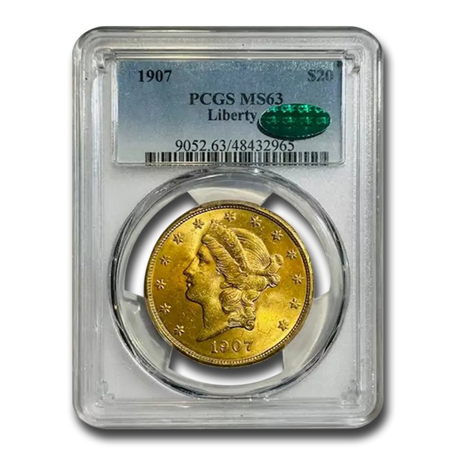 1907 $20 Liberty Gold Double Eagle MS-63 PCGS (CAC)