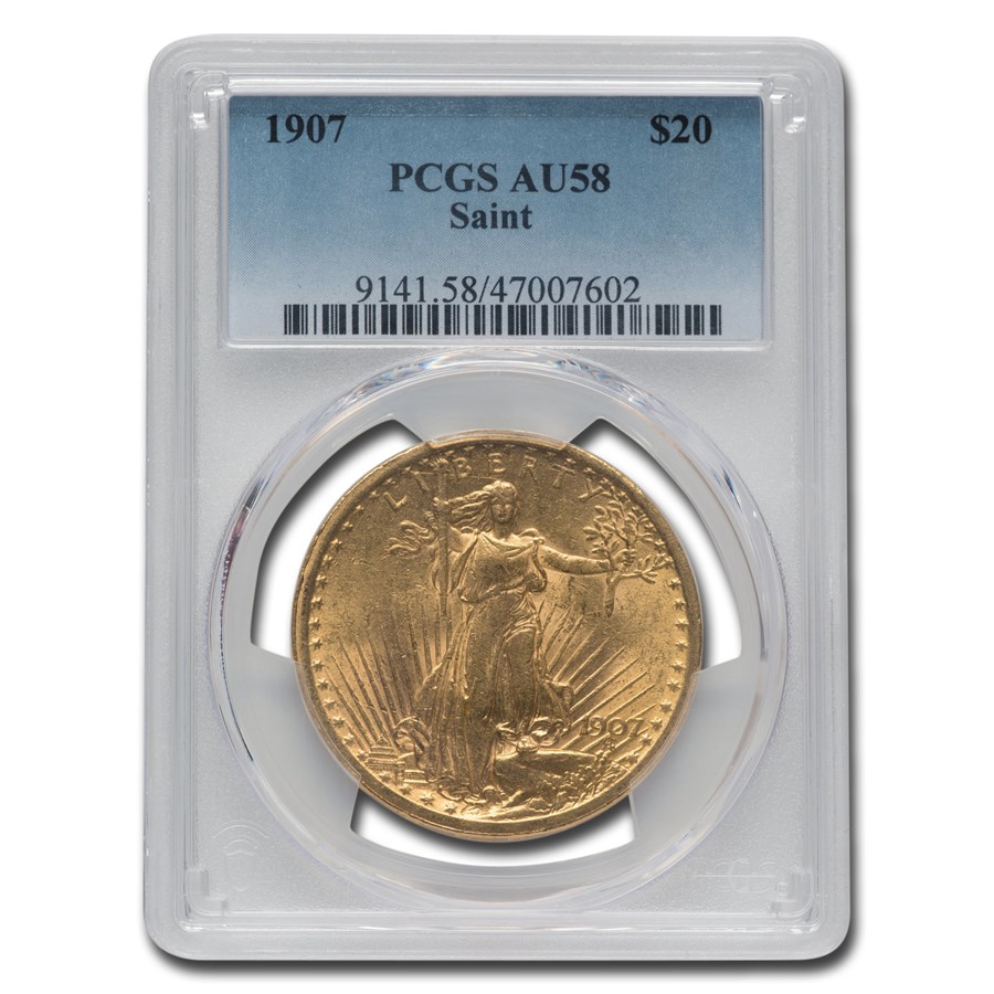 1907 $20 St Gaudens AU-58 PCGS