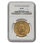 1907 $20 St Gaudens Gold Double Eagle AU-58 NGC