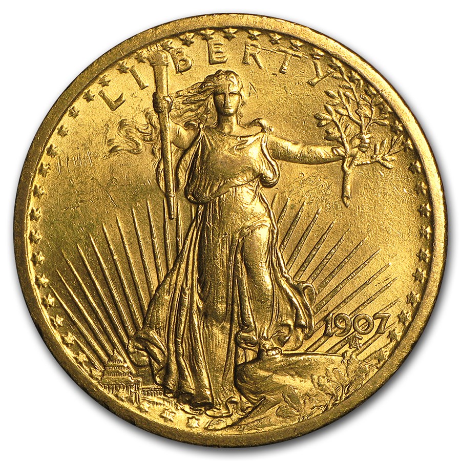 1907 $20 St Gaudens Gold Double Eagle BU