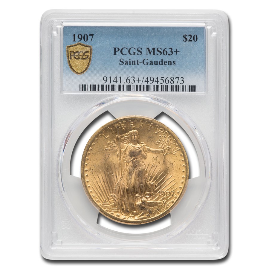 1907 $20 St Gaudens Gold Double Eagle MS-63+ PCGS