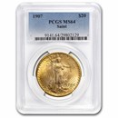 1907 $20 St Gaudens Gold Double Eagle MS-64 PCGS