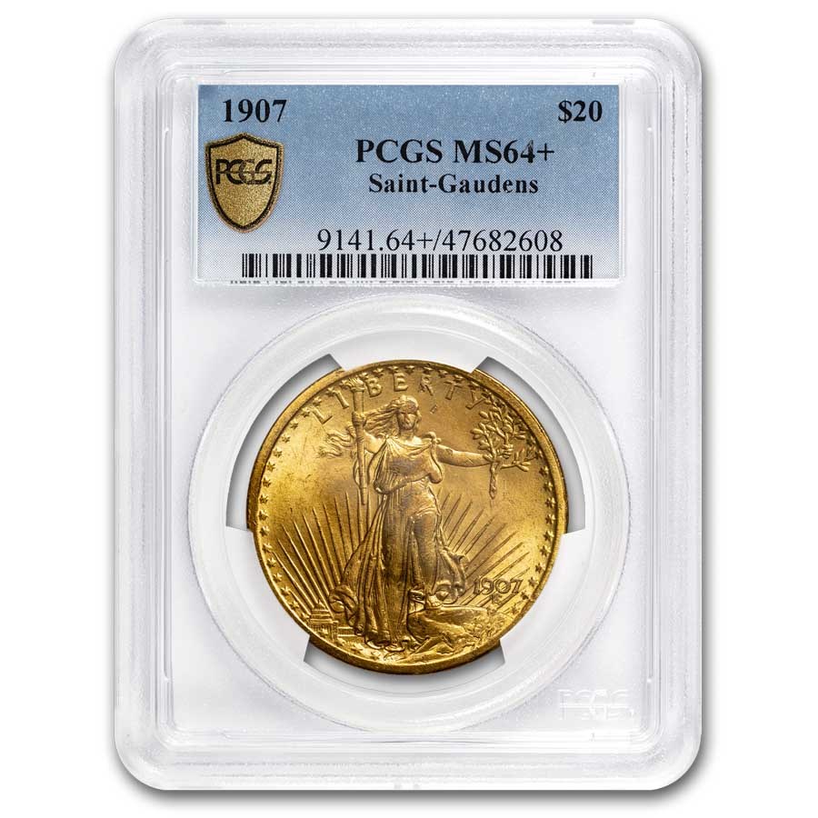 1907 $20 St Gaudens Gold Double Eagle MS-64+ PCGS