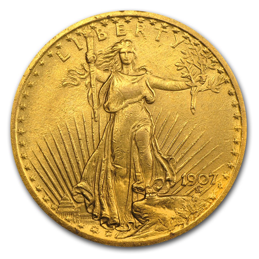 1907 $20 St Gaudens Gold Double Eagle XF