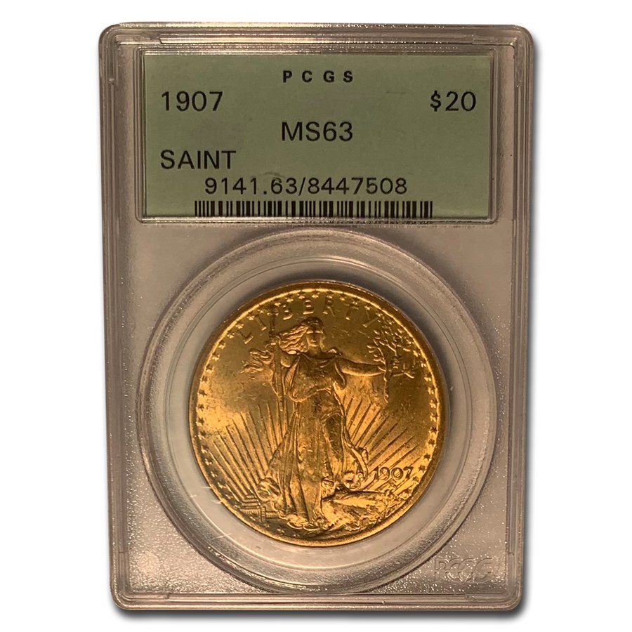 1907 $20 St Gaudens MS-63 PCGS (OGH)