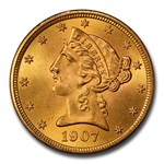 1907 $5 Liberty Gold Half Eagle MS-65 PCGS CAC