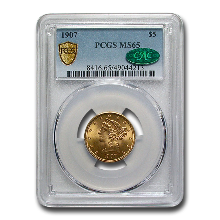 1907 $5 Liberty Gold Half Eagle MS-65 PCGS CAC