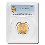 1907 $5 Liberty Gold Half Eagle MS-65 PCGS