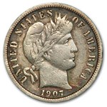 1907 Barber Dime Fine