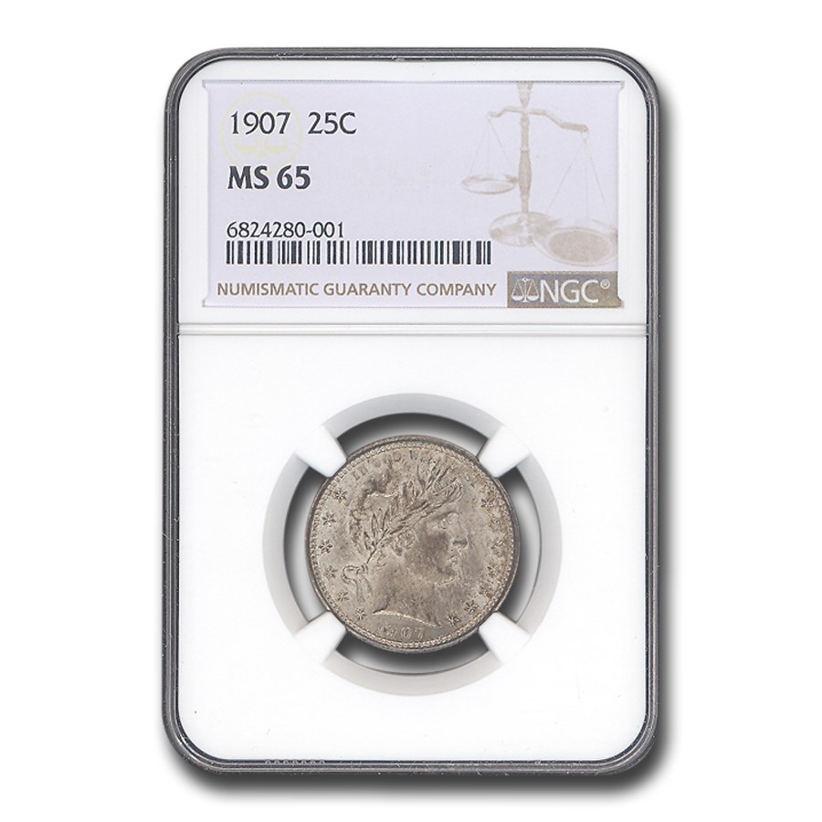 1907 Barber Quarter MS-65 NGC