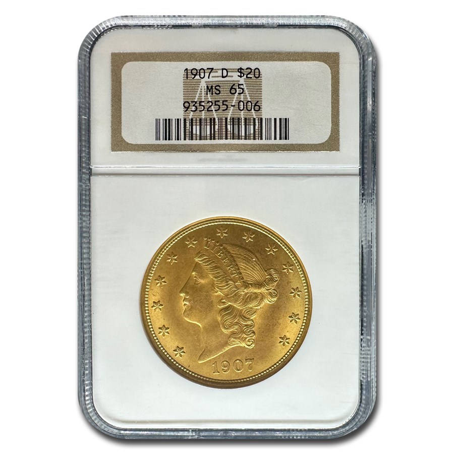 1907-D $20 Liberty Gold Double Eagle MS-65 NGC