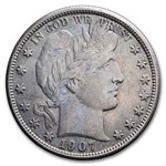 1907-D Barber Half Dollar AU-58