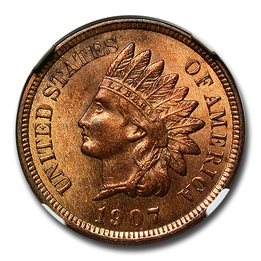 1907 Indian Head Cent MS-63 NGC (Red/Brown)