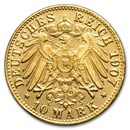 1907-J Germany Hamburg Gold 10 Mark BU (Prooflike)