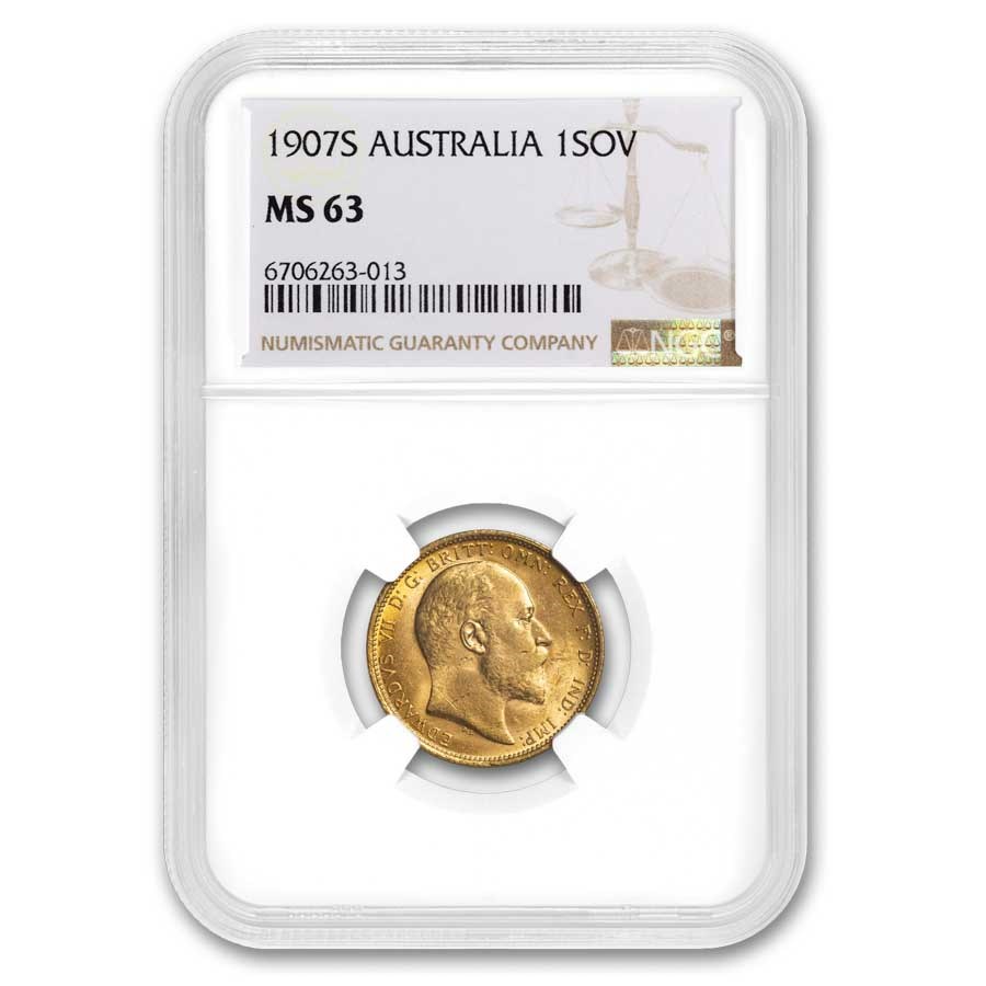 1907-S Australia Gold Sovereign Edward VII MS-63 NGC