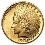 1908 $10 Indian Gold Eagle w/Motto AU