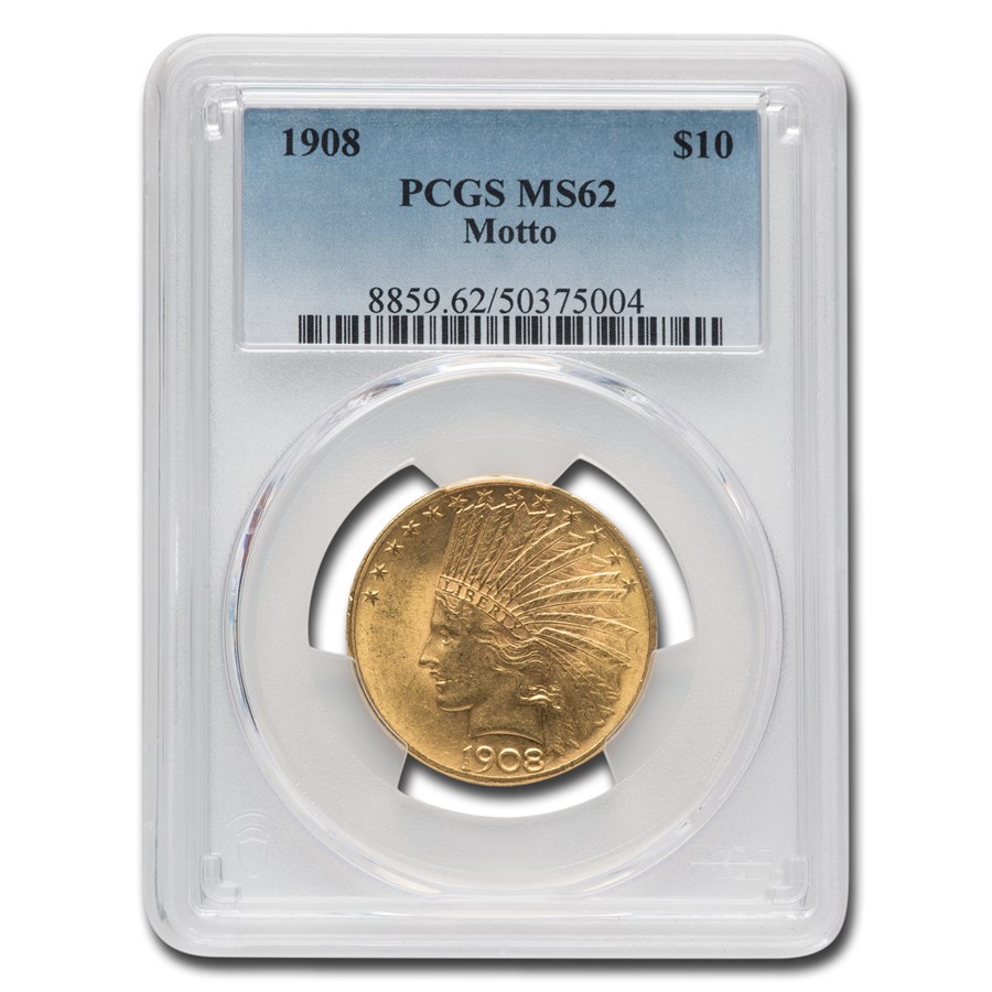 1908 $10 Indian Gold Eagle w/Motto MS-62 PCGS