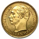 1908-1909 Denmark Gold 10 Kroner Frederik VIII BU