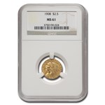 1908 $2.50 Indian Gold Quarter Eagle MS-61 NGC