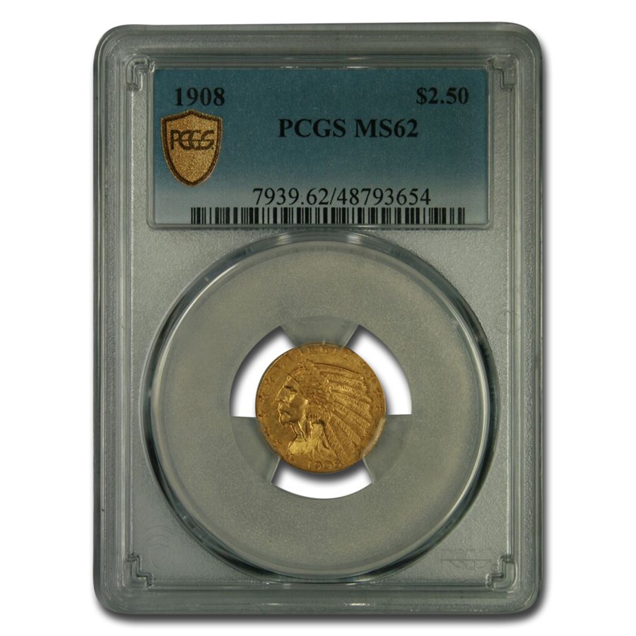 1908 $2.50 Indian Gold Quarter Eagle MS-62 PCGS