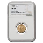 1908 $2.50 Indian Gold Quarter Eagle MS-64 NGC